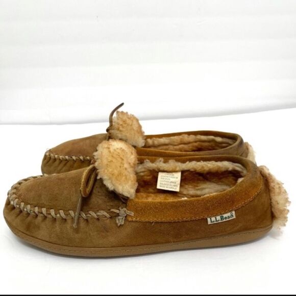 L.L Bean Men’s Wicked Good Leather Sheep Wool Lined Moccasin Slippers - Picture 15 of 15